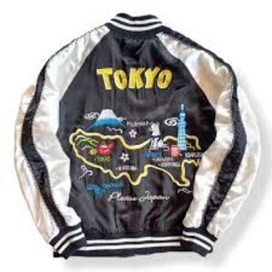 Crest Black and White Animal Embroidered Bomber Jacket